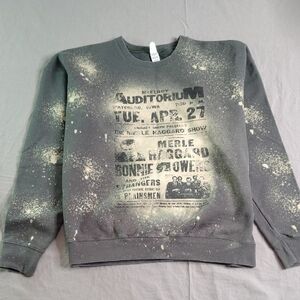 Merle Haggard Sweatshirt Size Medium Bleached Splattered Waterloo Iowa Tultex